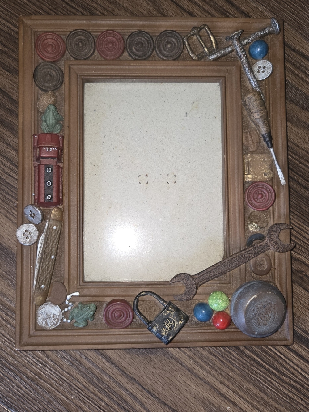Decorative Tool Game Themed Picture Frame Rustic Brown Dad Fathers Day Gift